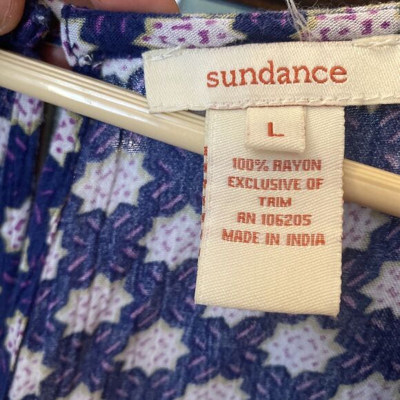 Sundance Women's Aztec Print Rayon Embroidered Sleeveless Midi Dress Blue Large - Picture 4 of 7